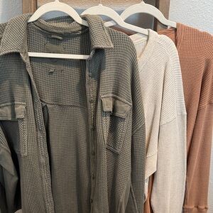 (3)- aerie Waffle Knit Tops